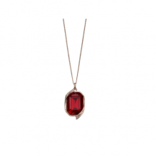 Siam Red Swarovski RG plate, ribbon detail pendant 